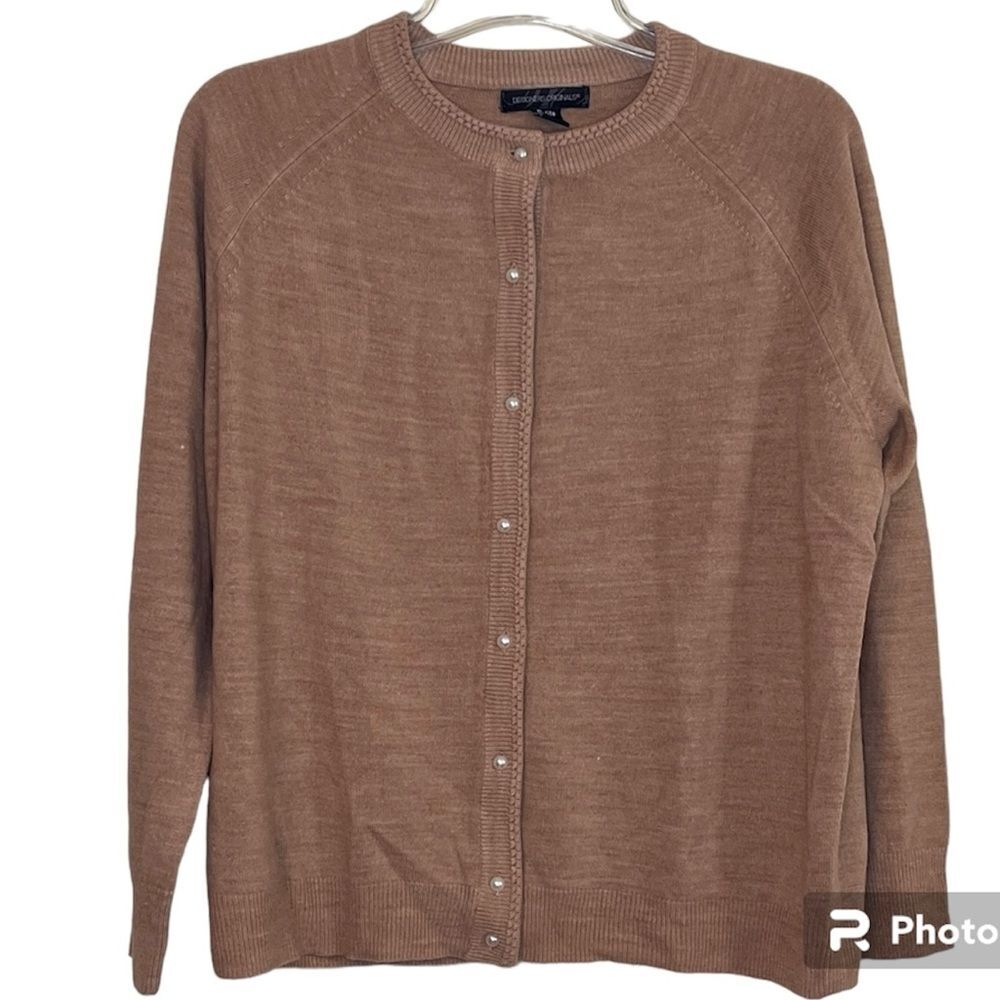 Designers Originals - Beautiful, Button Up, Cardigan. Tan, Petite XL.